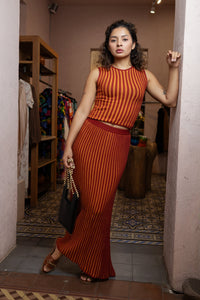 Marina Maxi Skirt Burgundy / Orange "Escvdo"